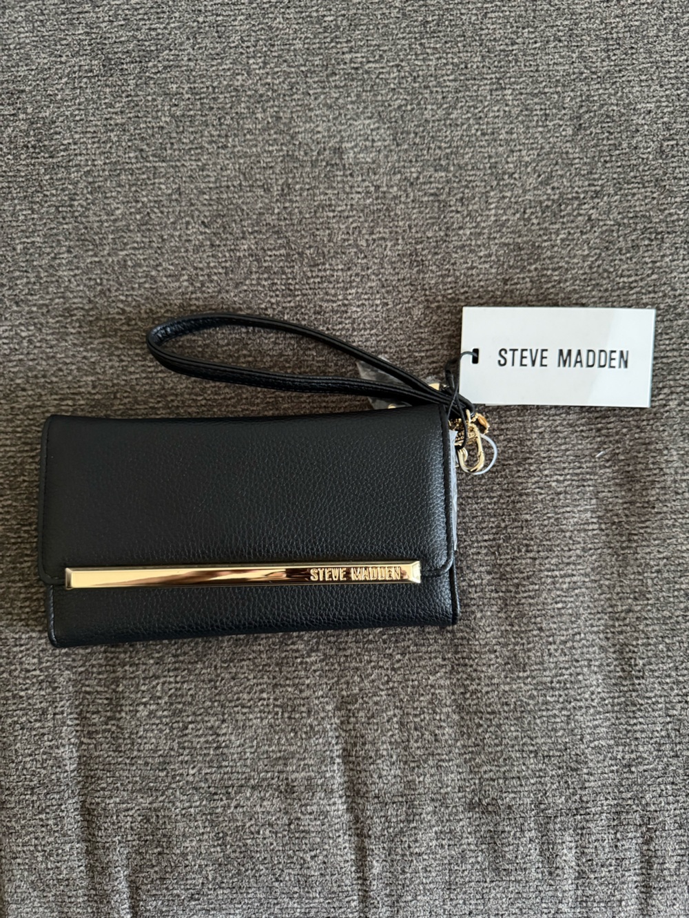Steve Madden Black Wristlet Wallet with Gold Accent